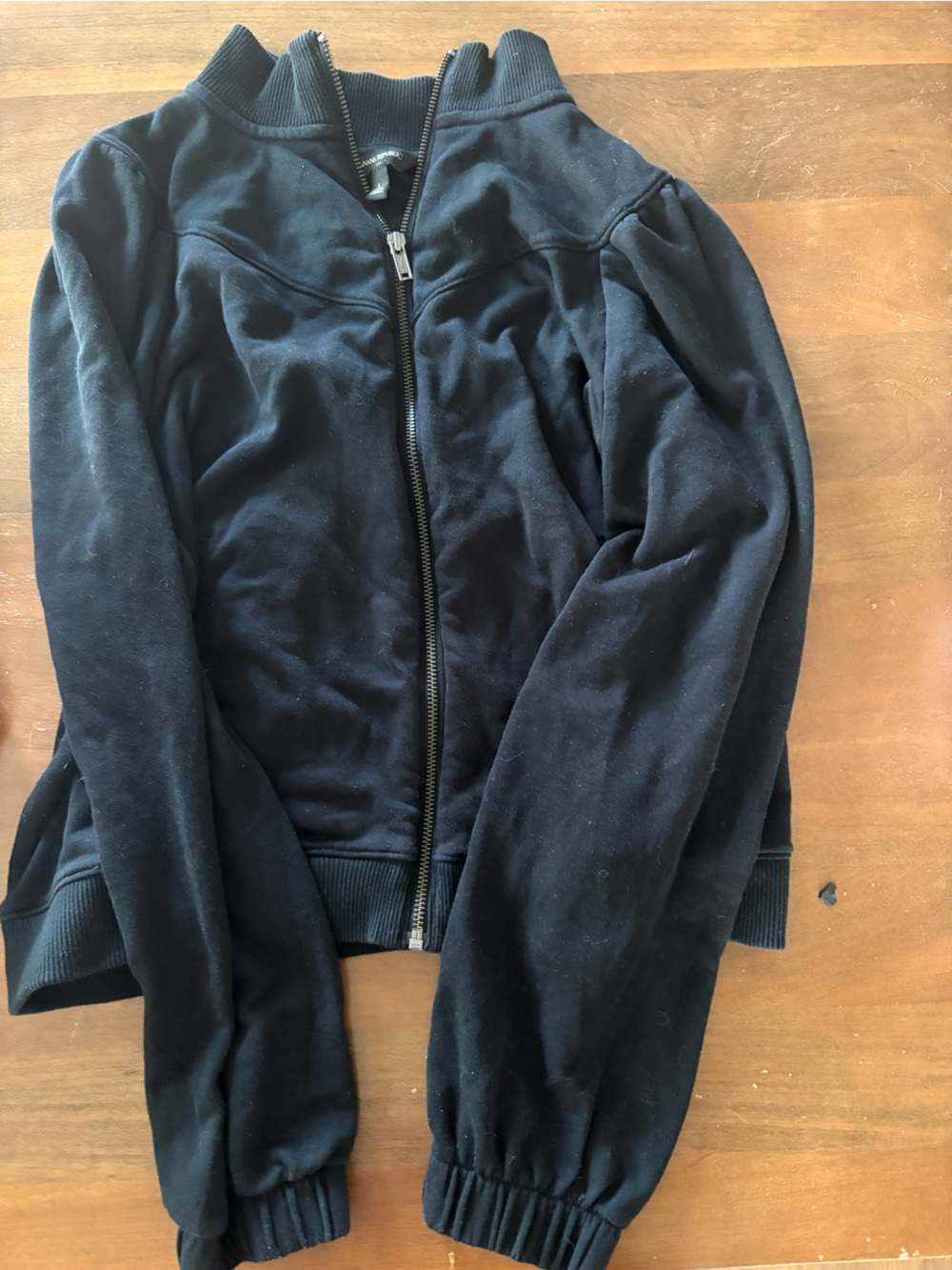 Banana Republic Black Zip-Up Sweatshirt Moto L